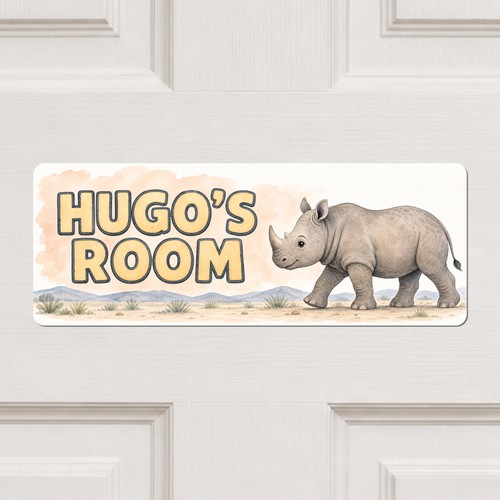 Personalised gentle rhino door - personalised,