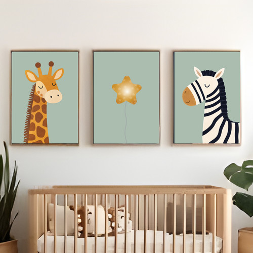Safari animal nursery - nursery, wall