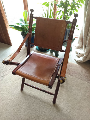 Vintage teak saddle leather - vintage,