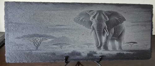 Laser engraved elephant slate - engraved,