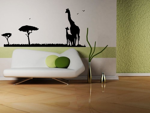 Giraffe safari animals - , tree